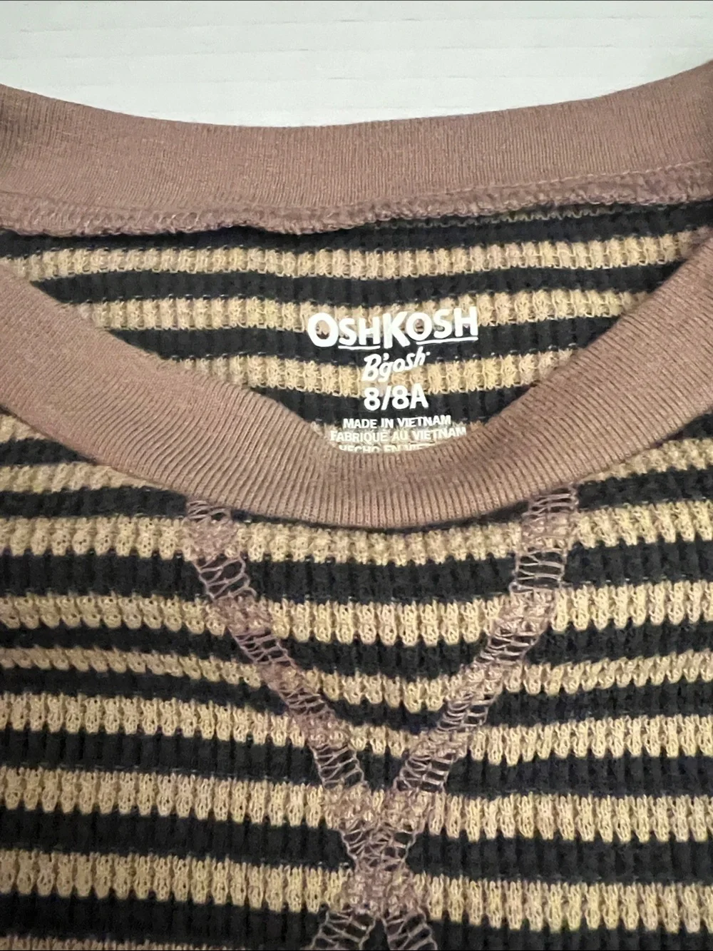 OshKosh B'gosh Striped Crewneck Shirt in Beige and Black
